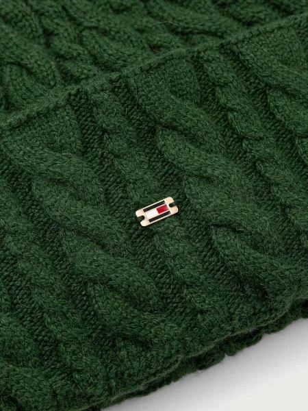 Tommy Hilfiger czapka beanie z wełną zielona