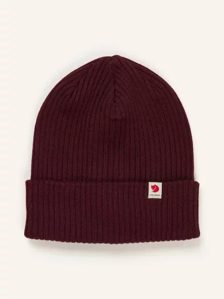 Fjällräven Čepice Rib tmavě červená