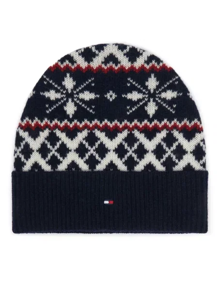 Kapa Tommy Hilfiger Th Flag Fairisle Mornarsko modra