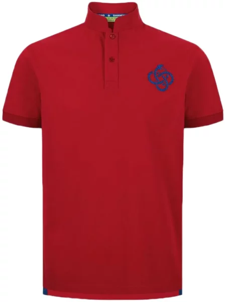 Tricou polo Shanghai Tang cu model piele de șarpe roșu