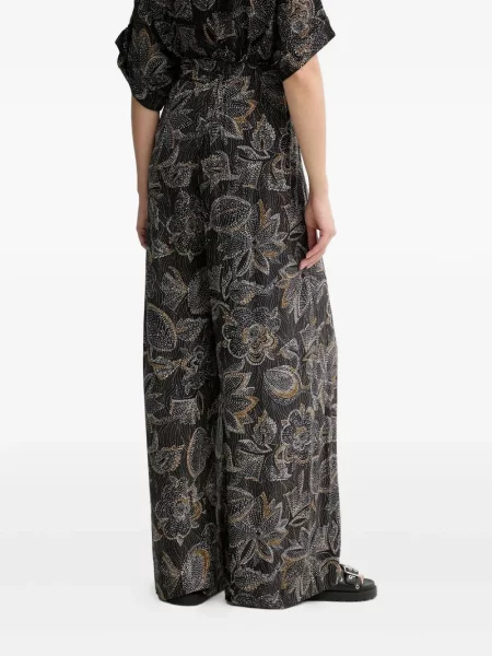 Pantaloni Sessun cu model floral cu imagine negru