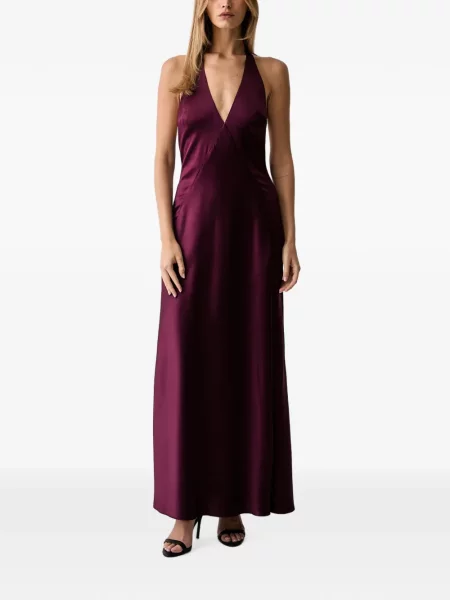 Rochie Bardot cu gât halter cu spatele deschis violet