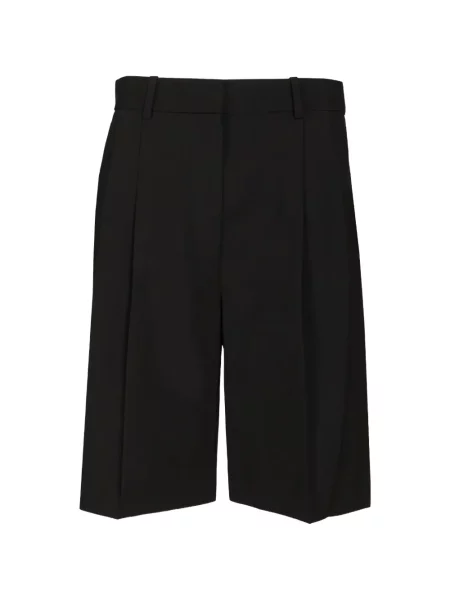 Pantaloni scurți Khaite de lână negru