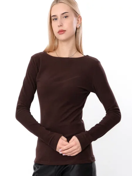 Лонгслів Носи своє темно-коричневий поліестер/еластан коричневий