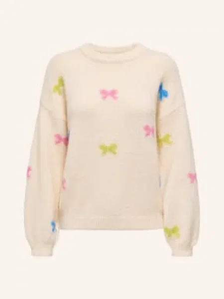Only Sweter weiss niebieski