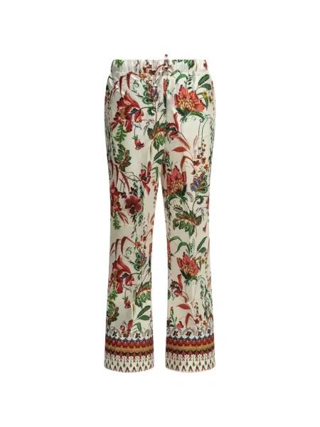 Pantaloni Samantha Sung de mătase cu model floral cu imagine alb
