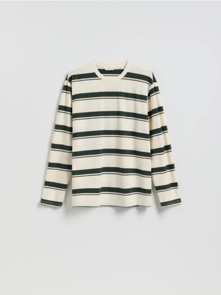 Reserved Tricou cu croială regular în dungi cu mânecă lungă albastru-verzui albastru