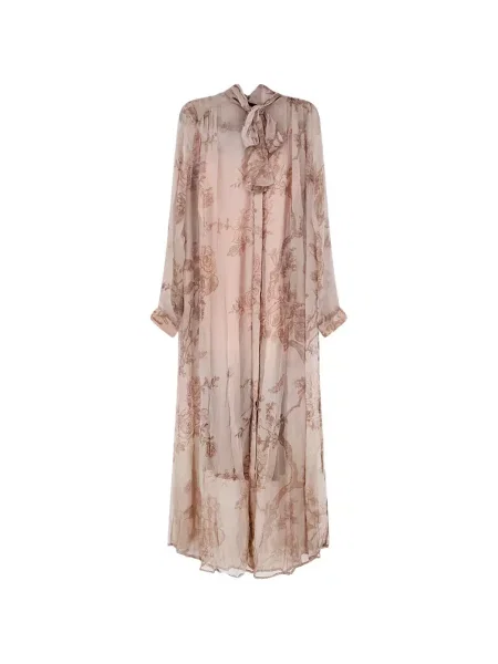 Rochie maxi Mes Demoiselles cu funde cu model floral roz