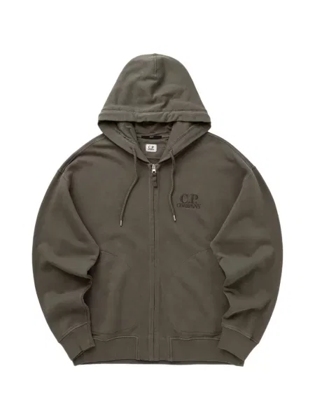 Hanorac cu glugă C.p. Company cu broderie din fleece verde