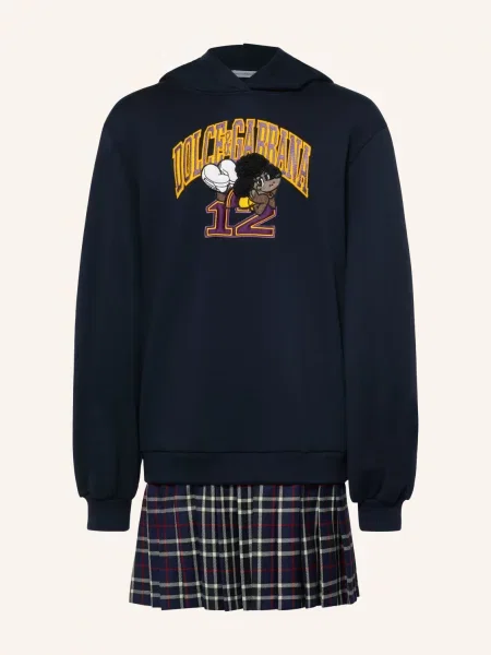 Dolce & Gabbana Mikinové Šaty Z Kombinace Materiálů tmavě / fialová / žlutá modrá