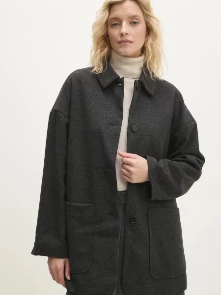 Яке Answear Lab преходен модел с уголемена кройка сиво