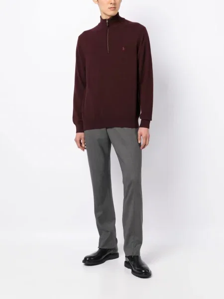 Svetr Polo Ralph Lauren s polovičními zipem s výšivkou červený