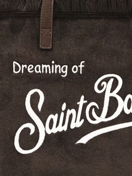 Τσάντα shopper Mc2 Saint Barth με κέντημα καφέ