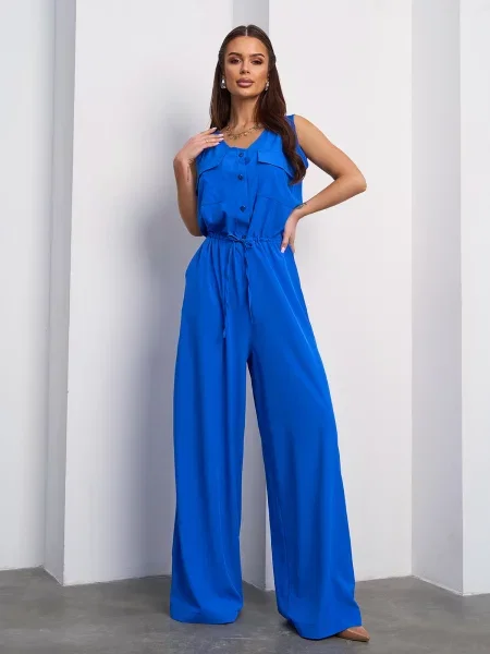 Комбінезон ISSA Plus электрик комбінований верх синій