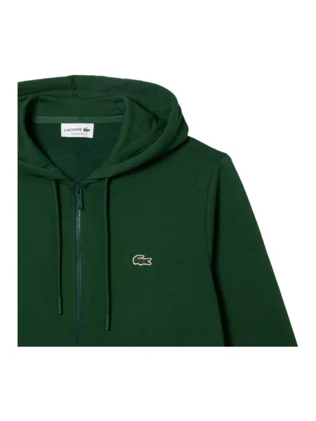 Bluza z kapturem Lacoste Colorblock z pełnym zamkiem L zielona