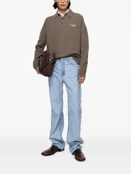 Tricou polo Acne Studios de lână maro