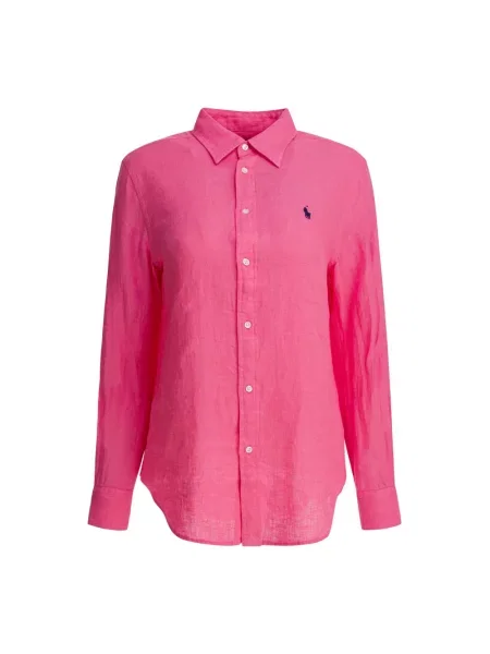 Polo Ralph Lauren Bluzki i koszule Kobieta M Len Linen Straight-Cut Shirt różowy