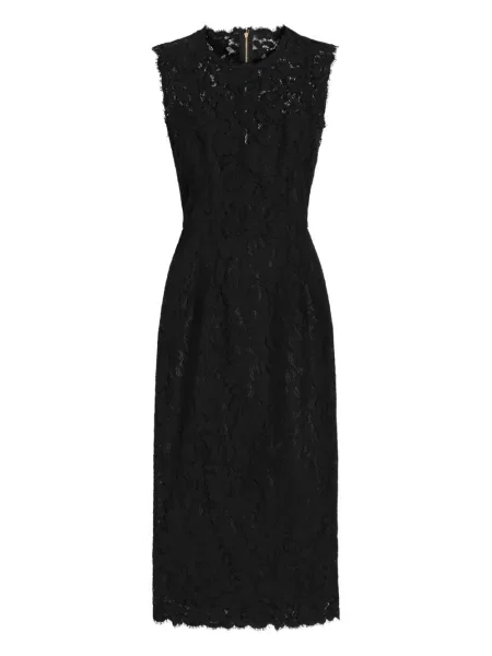 Rochie midi Dolce & Gabbana fără mâneci din dantelă până la genunchi negru
