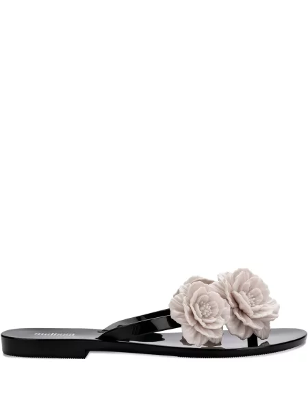 Șlapi Melissa cu model floral negru