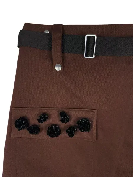 Fustă midi Plan C cu model floral plic maro