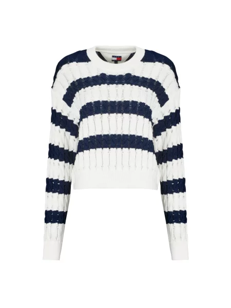 Tommy Jeans Sveter námornícka modrá biela