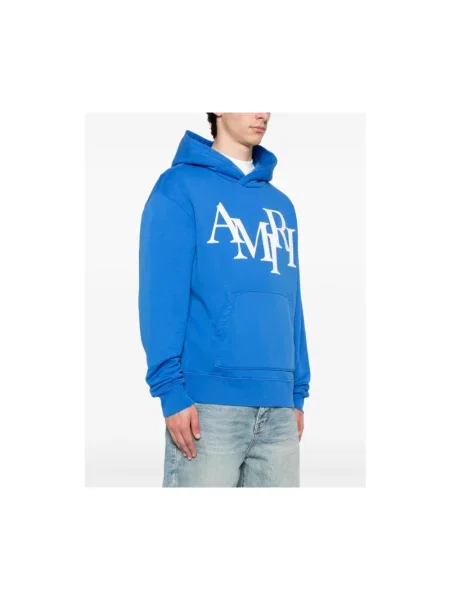 Bluza z kapturem Amiri z kapturem z logo niebieska