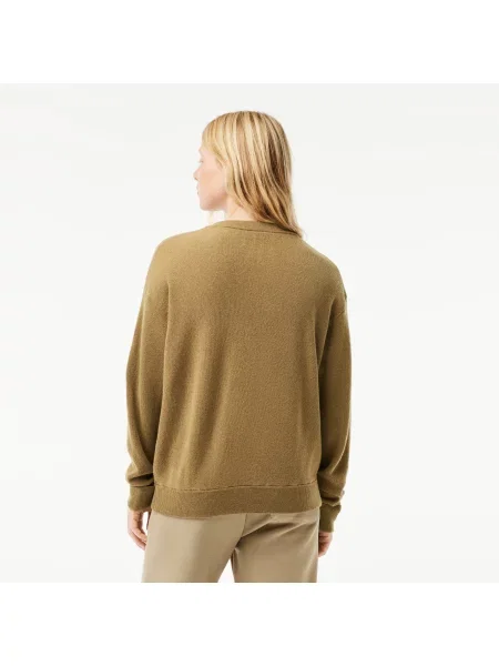 Lacoste Sweter Z Dekoltem W Serek Lacoste brązowy