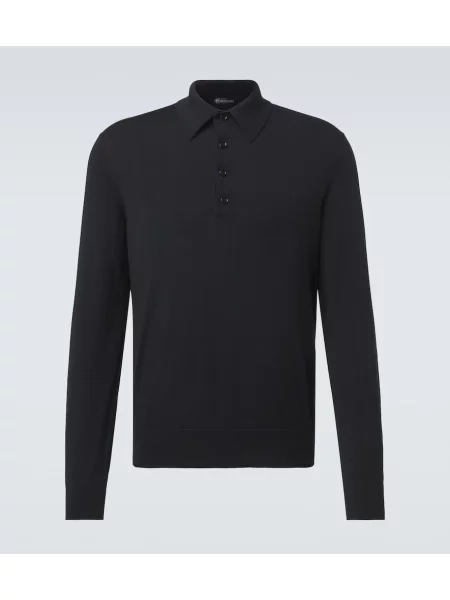 Tricou polo Tom Ford de lână negru