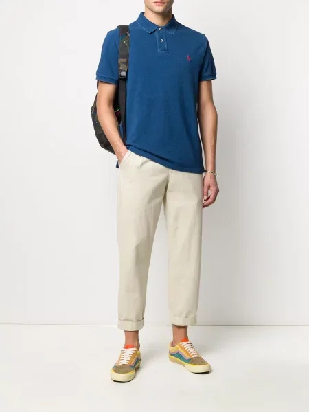 Siuvinėta polo marškinėliai Polo Ralph Lauren apvaliu kaklu žalia