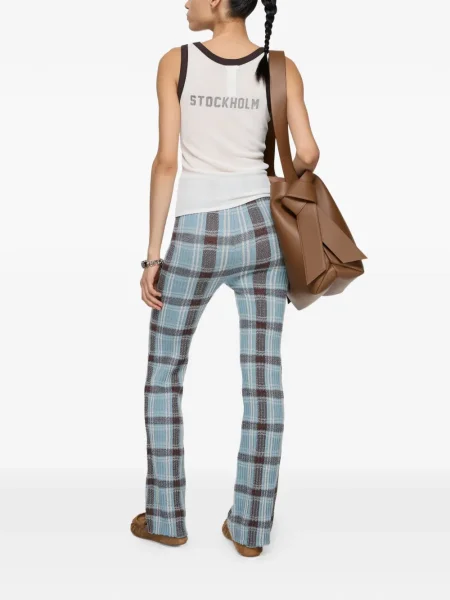 Pantaloni Acne Studios în carouri albastru
