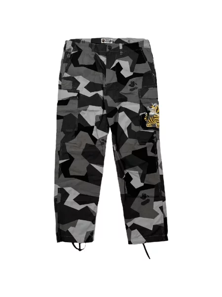 Pantaloni cargo A Bathing Ape® cu dungi de tigru gri