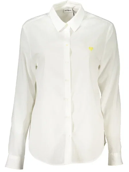 Cămașă Desigual cu mâneci lungi lungă alb