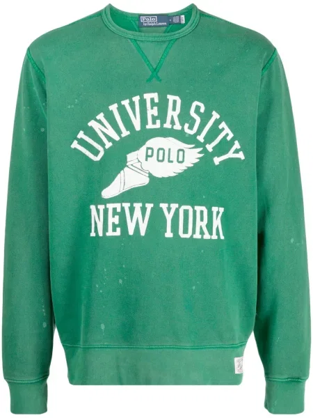 Fleece πουλόβερ Polo Ralph Lauren με στρογγυλή λαιμόκοψη με σχέδιο γκρι