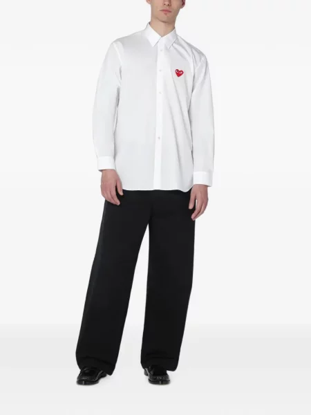 Дълго риза Comme Des Garçons Homme със сърца бяло