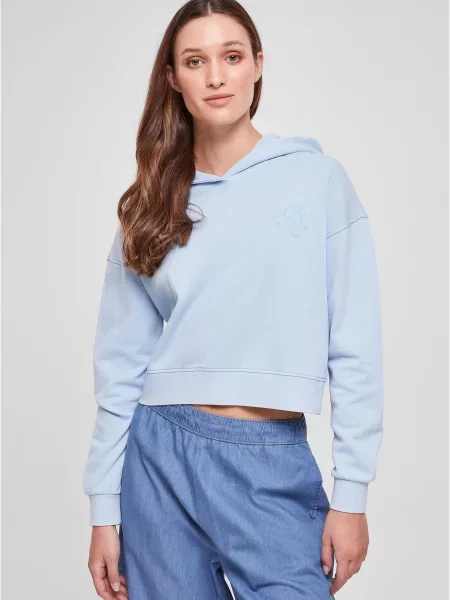 Geacă Urban Classics cu broderie cu model floral din material terry albastru