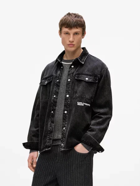 KARL LAGERFELD JEANS Košeľa denim / biela čierny