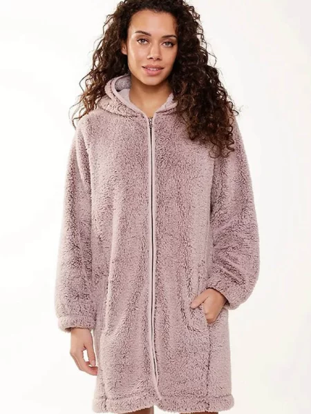 Теплый домашний халат коричневий