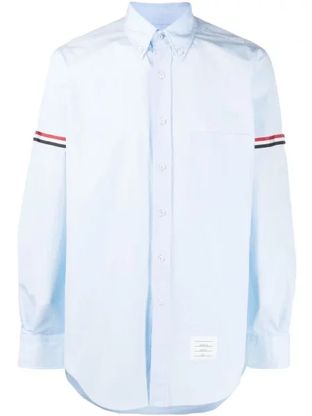 Cămașă Thom Browne cu dungi lungă albastru
