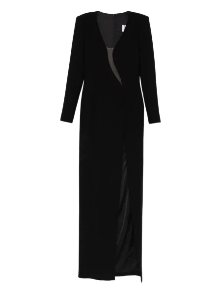 Rochie maxi Silk Love & Lace de mătase lungă de costum negru