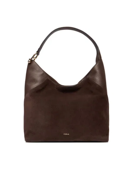 Furla Hobo táska Furla Lara L | hasított bőr bőr hozzáadásával barna