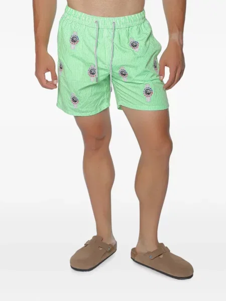 Slip de baie Mc2 Saint Barth cu broderie verde