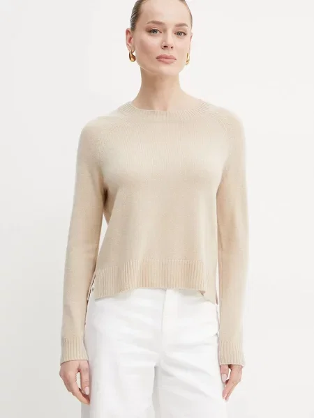 Кашмирен пуловер Weekend Max Mara дамски от лека материя бежово
