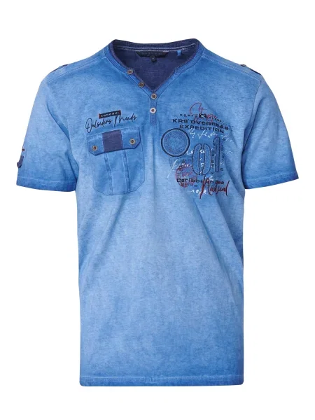 KOROSHI Tricou albastru marin / albastru deschis / roşu închis alb