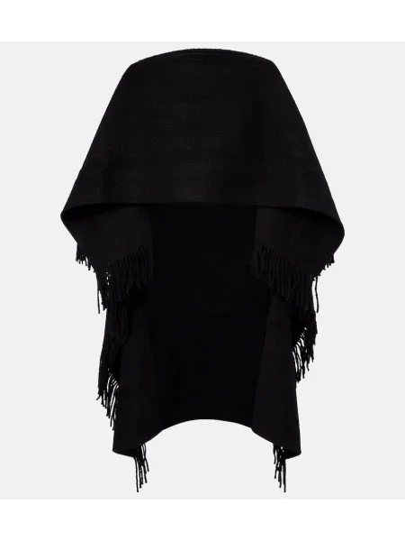 Poncho Toteme cu franjuri de lână negru