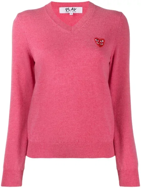 Top Comme Des Garcons Play z dekoltem w serek w serca różowy