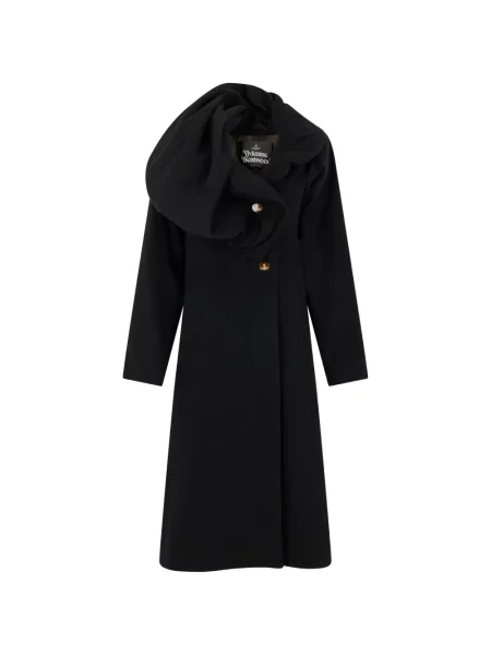 Gulerat palton Vivienne Westwood asimetric drapat negru