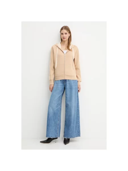 Bluza rozpinana z kapturem Guess beżowa