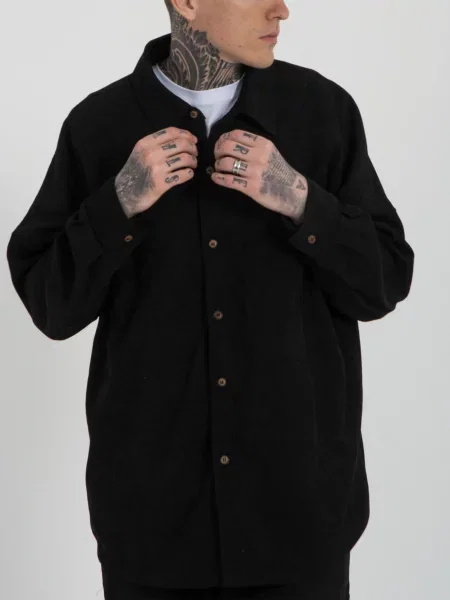 Сорочка IJ ij-sorochka-velvet-black-men бавовна/поліамід чорний