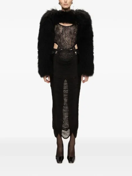 Rochie midi Nissa din dantelă până la genunchi de costum negru