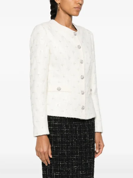 Geacă Nissa cu broderie din jacard alb